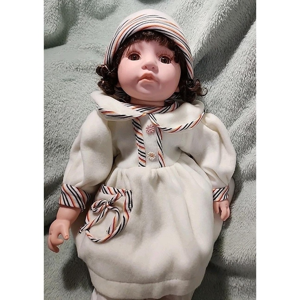 VTG Realistic Curly Brown Hair Doll Date 2003 Soft Body Plastic Face 18 In NSJF